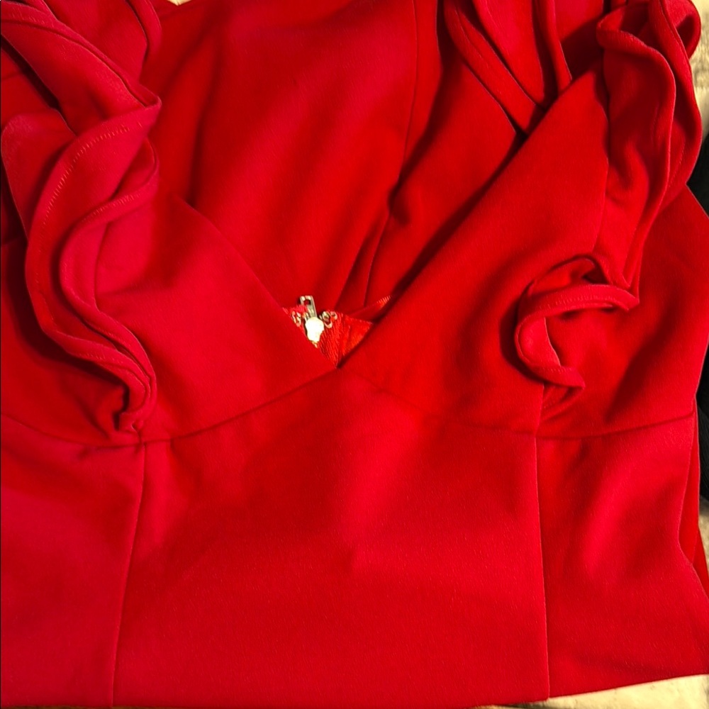Hello Molly Red Ruffle Midi Dress - Picture 4 of 4